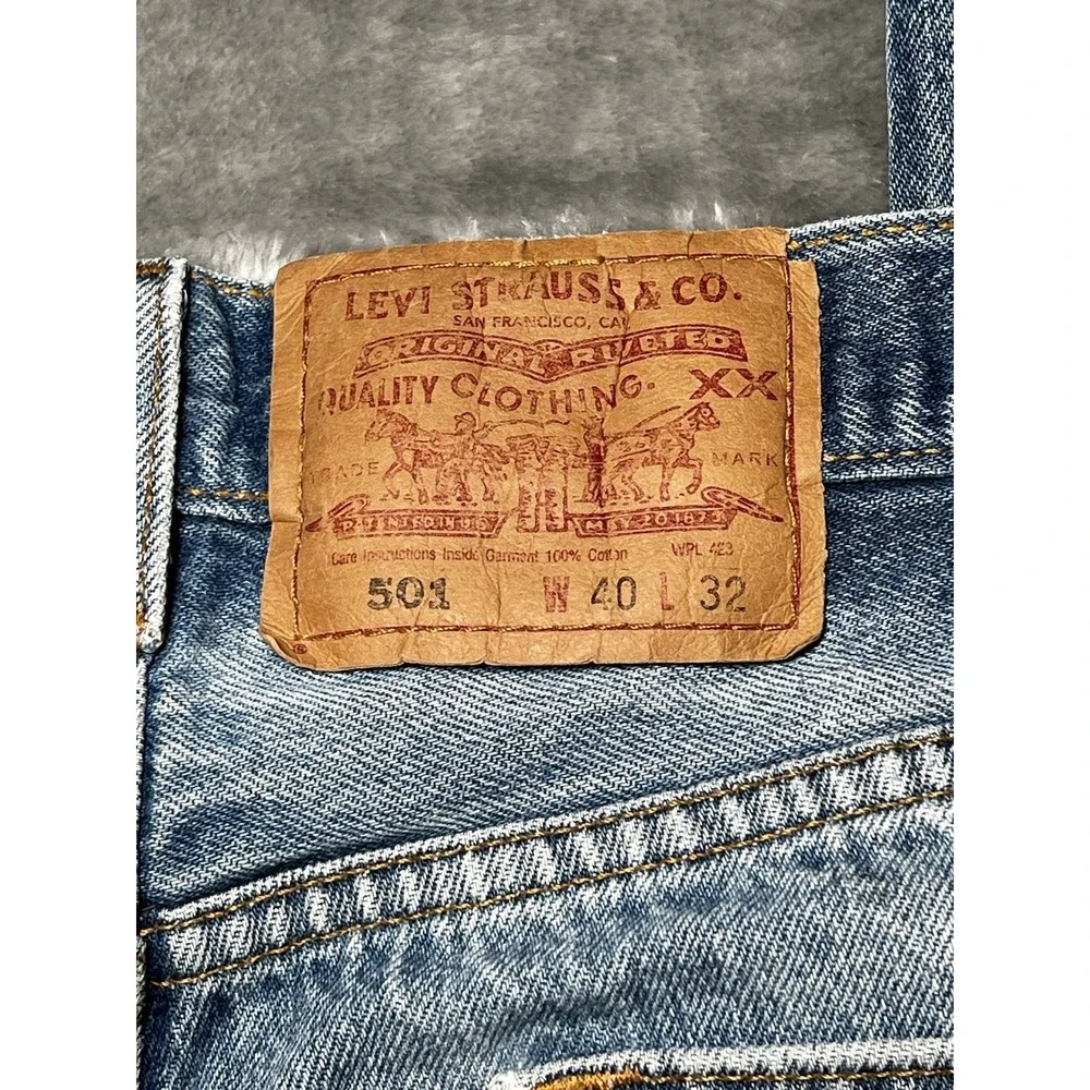 Levi's 501 Jeans Men Size 40x29 Blue Denim Button Fly Workwear